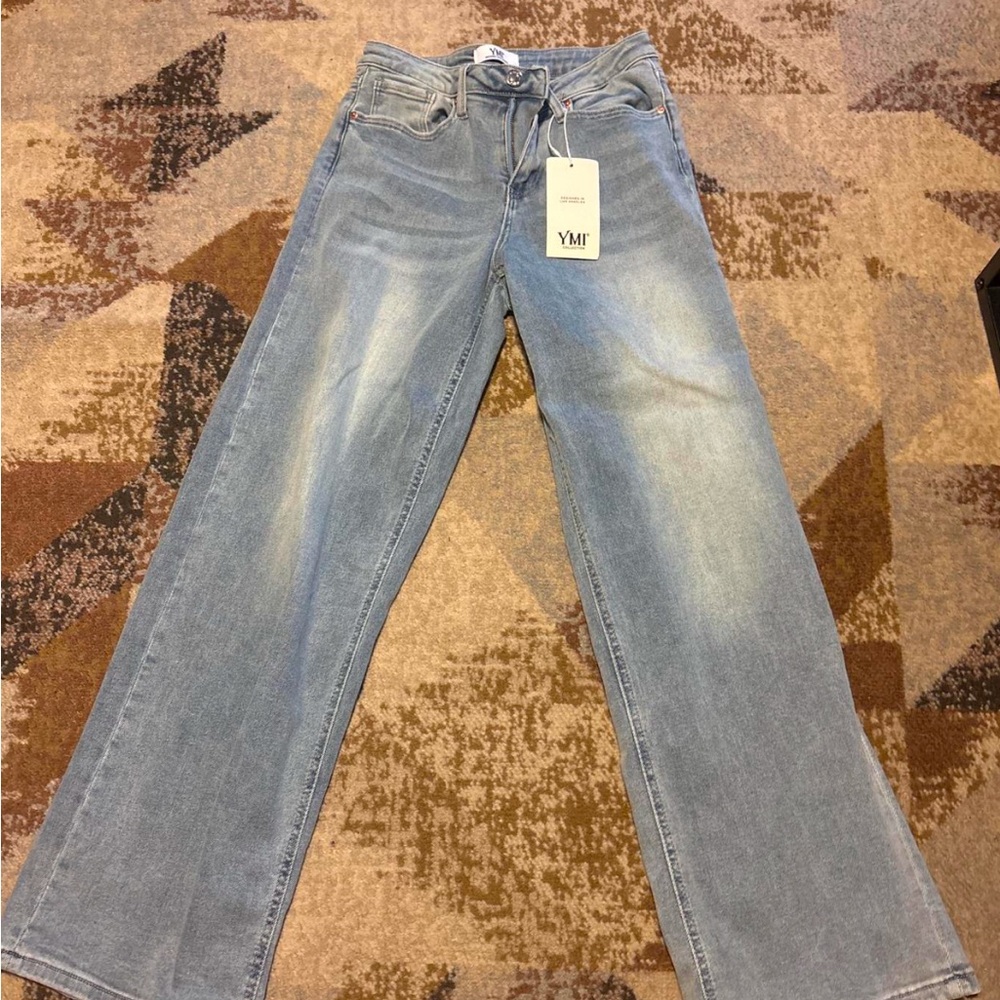 YMI Women's Denim Flare Jeans in Light Blue